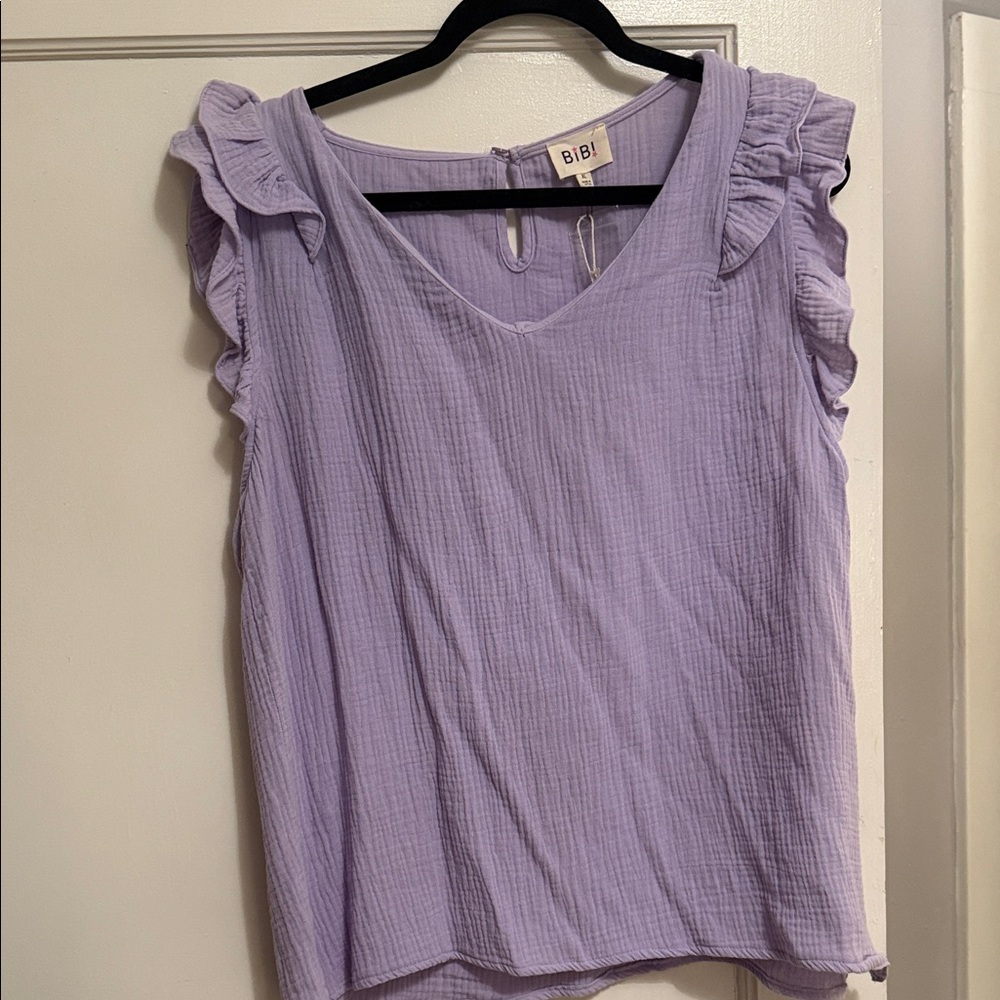 BiBi Lilac Ruffle Sleeve Blouse